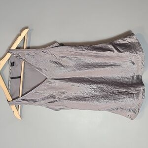 Isda & Co Shell Sleeveless Top Silver Crinkle Satin‎ Dressy Going Out Grunge M